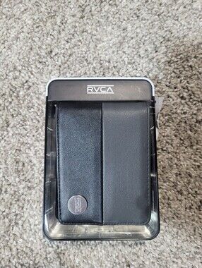 NEW RVCA Mens 2 Tone Bifold Wallet Gift Tin Card & Cash Holder Slots Logo Emblem